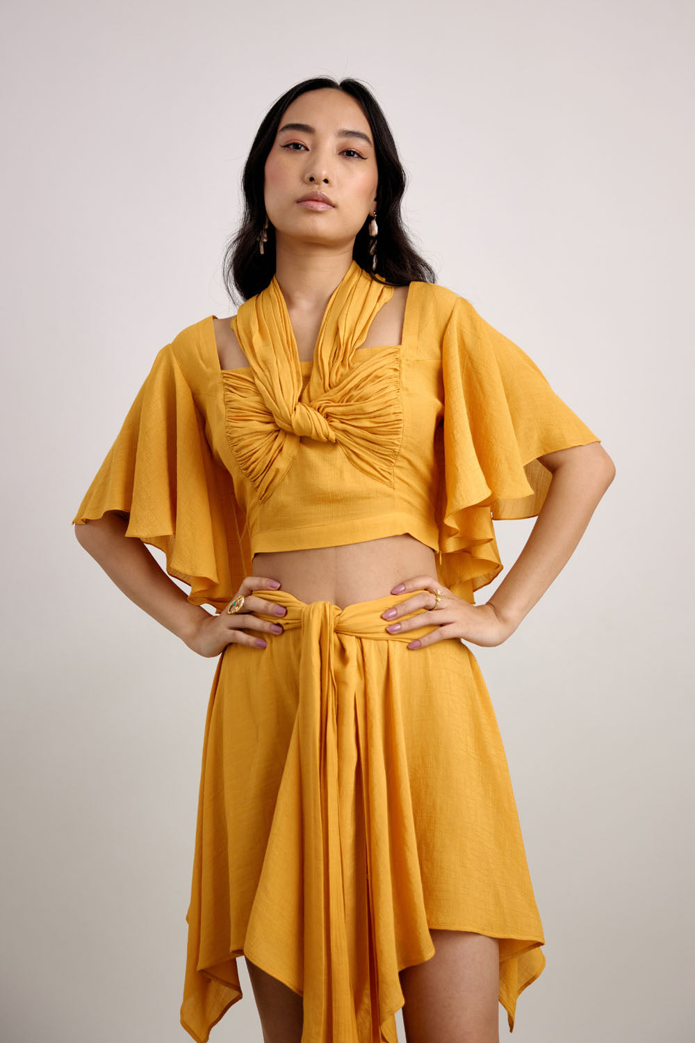 Knotted Top and Draped Skirt