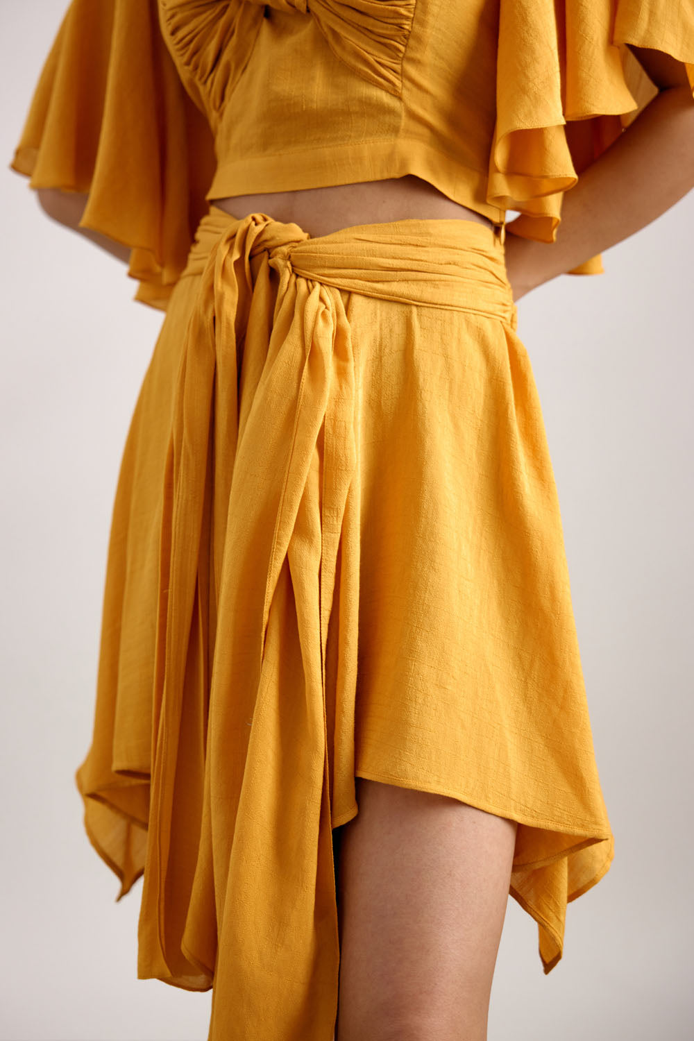 Knotted Top and Draped Skirt