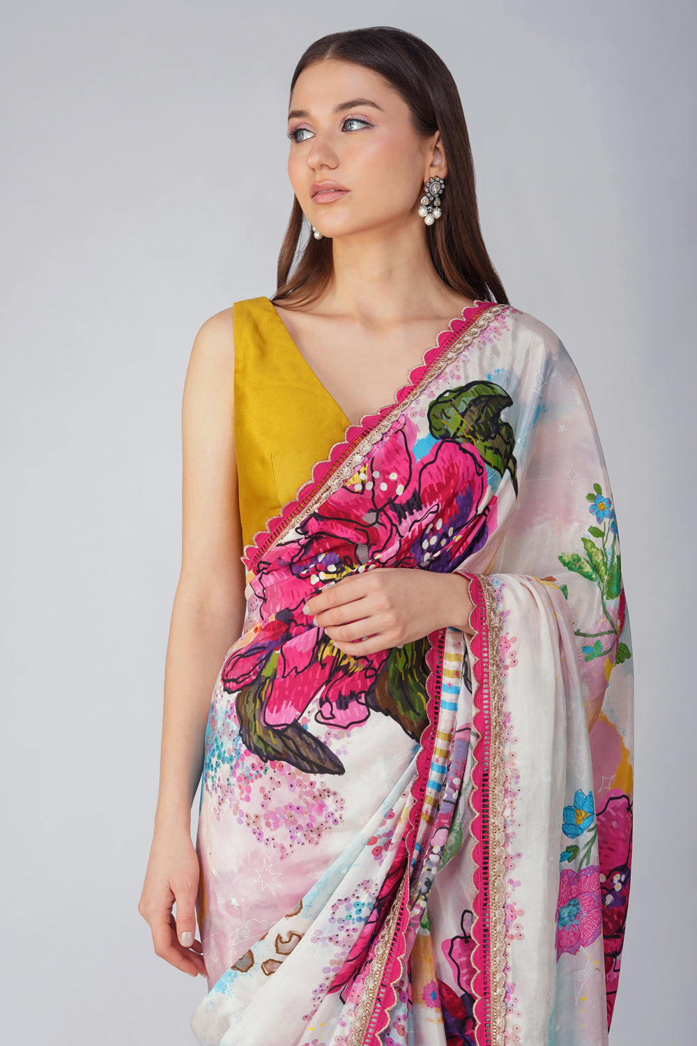 Big flower Printed saree