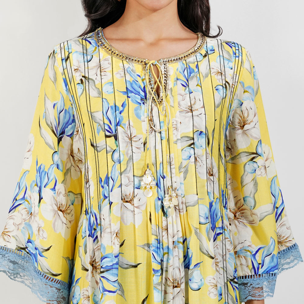 Flirty Pleats Floral Tunic Set