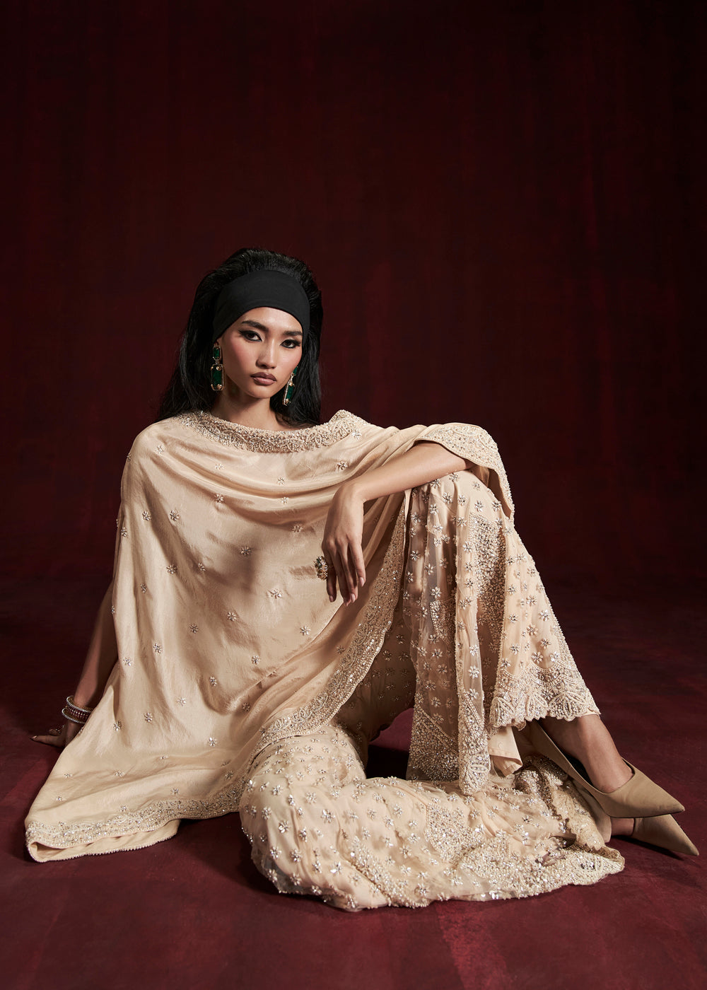 Lana Embroidered Cape & Sharara Set