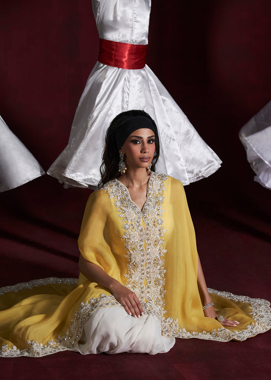 Sohar Embroidered Cape & Draped Skirt Set