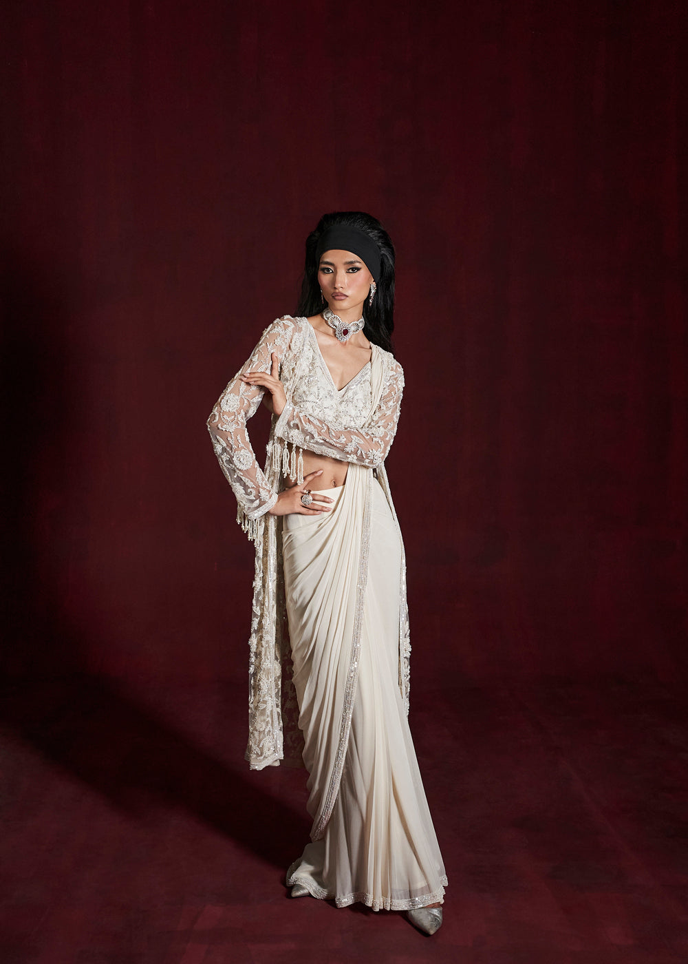 Hala Draped Saree & Jacket Set