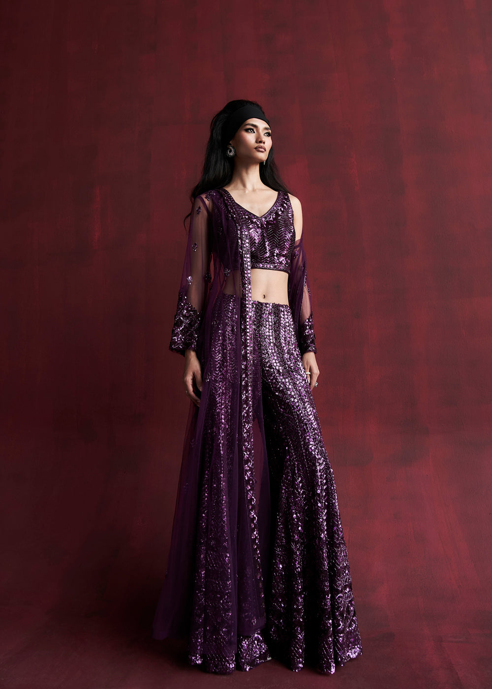 Laia Embroidered Jacket & Sharara Set