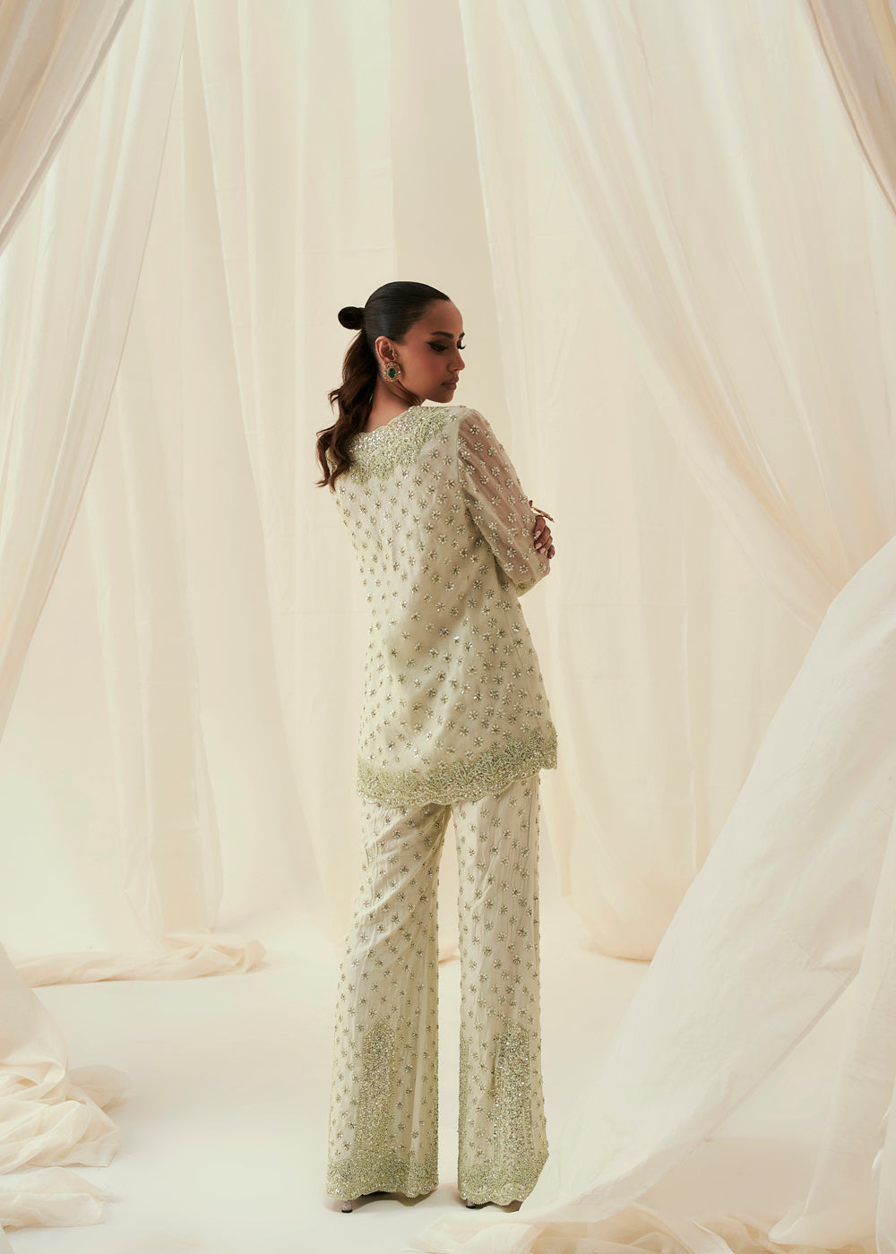 Farida Embroidered Jacket & Flared Pant Set