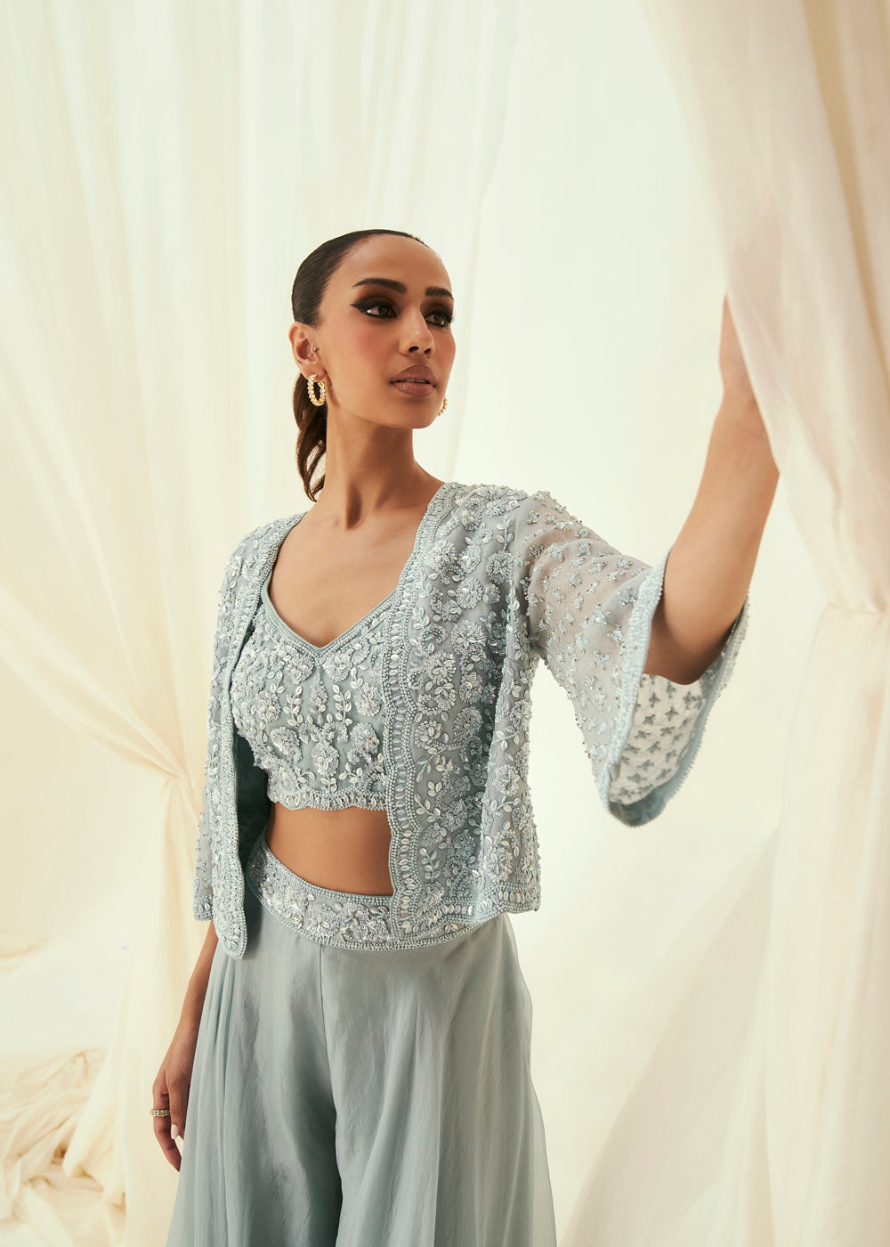 Maya Embroidered Jacket & Sharara Set