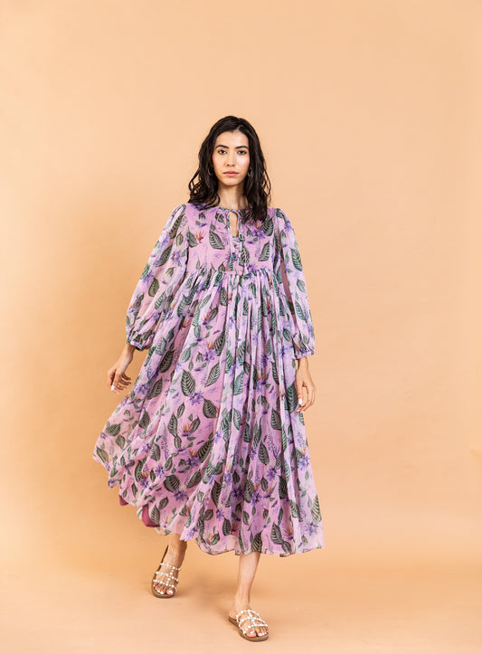 Printed Aster Tie-up Kate Dress