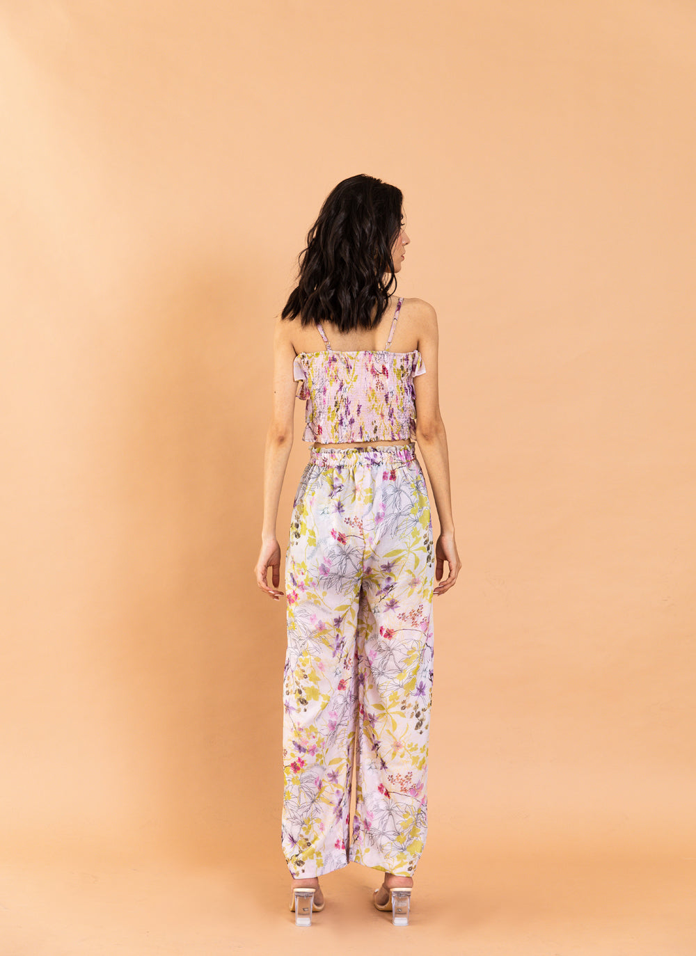 Printed Juliet Square Neck Voila Pant Set