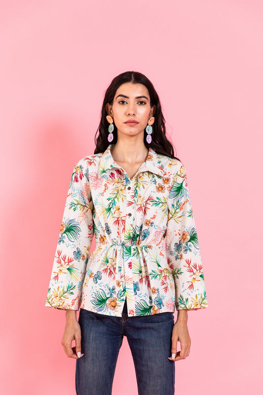 Printed Shirt Collar Haylee Top