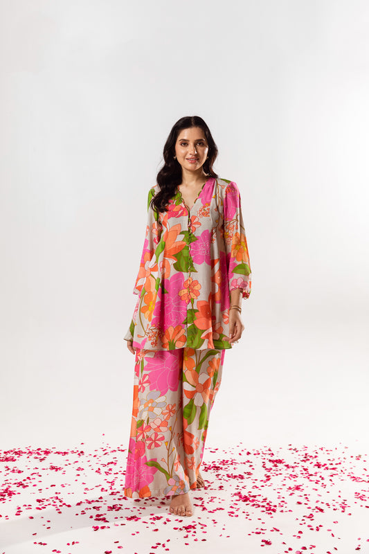 Helena Floral Print Top Pant Set