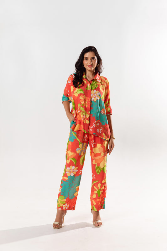 Lyra Floral Print Shirt Pant Set