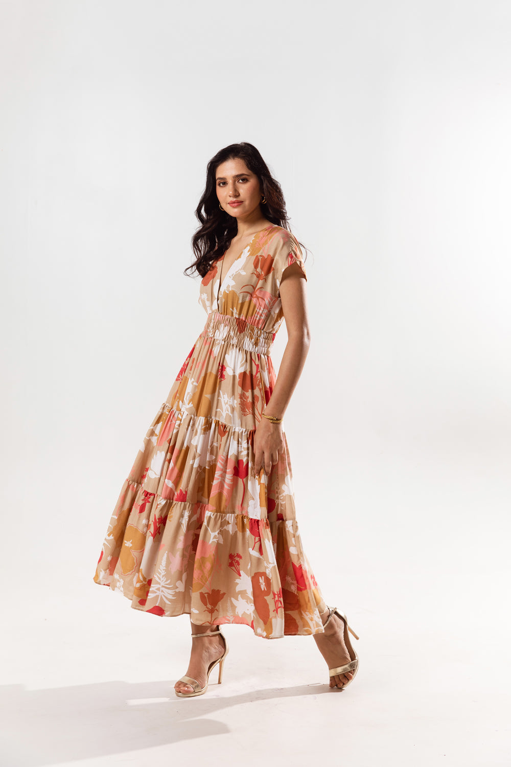 Luciq Tiered Floral Print Maxi Dress