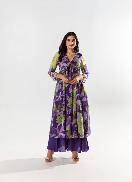 Diana Floral Print Kurta Flared Pant Set