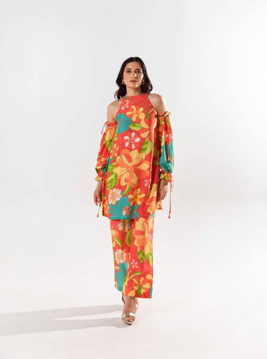 Kimi Flora Bloom Print Top Pant Set