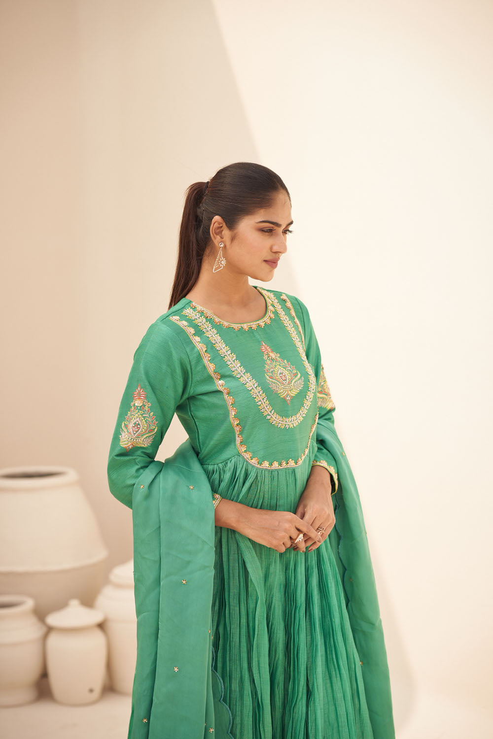 Embroidered Anarkali with Dupatta