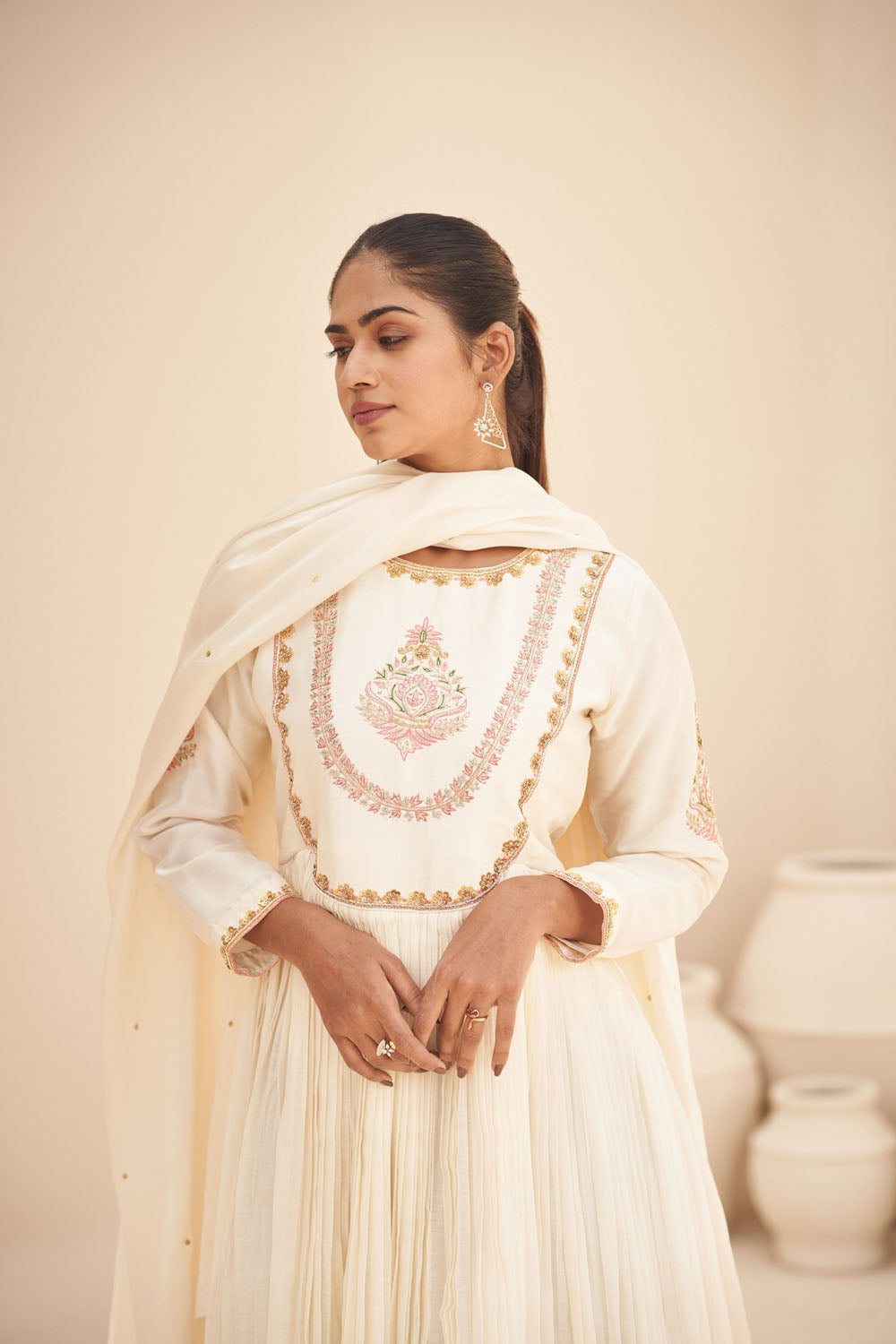 Embroidered Anarkali with Dupatta