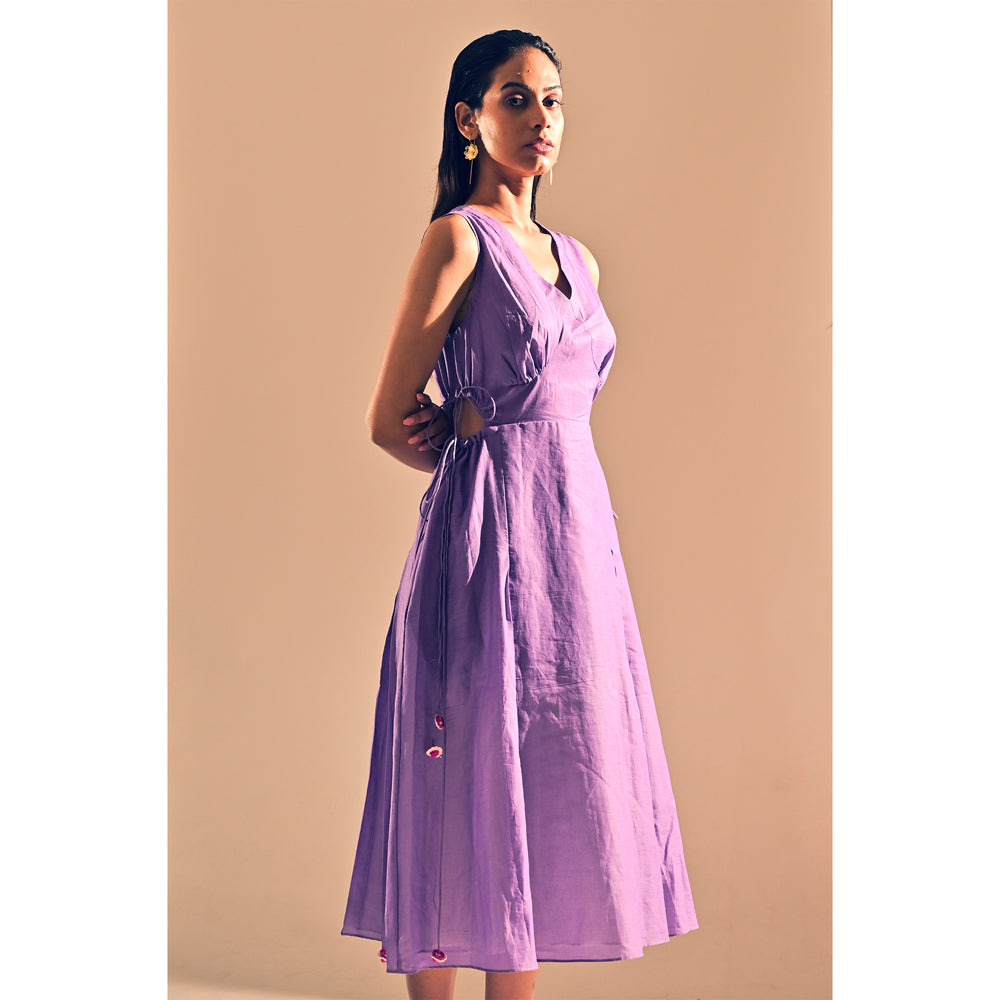 Lavender Cotton Side Cut Out Dress