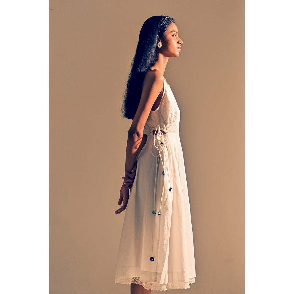 White Cotton Side Tie Dress