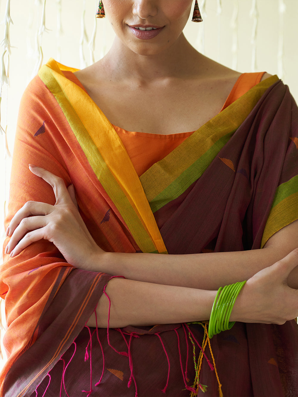 Yellow-Green Border With Motifs All Over Saree