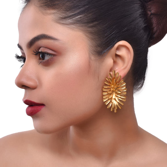 Gold Plated Floral Bloom Stud Earrings