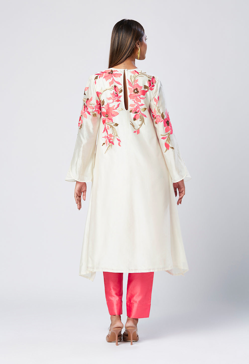 Embroidered Floral Tunic And Solid Pant Set