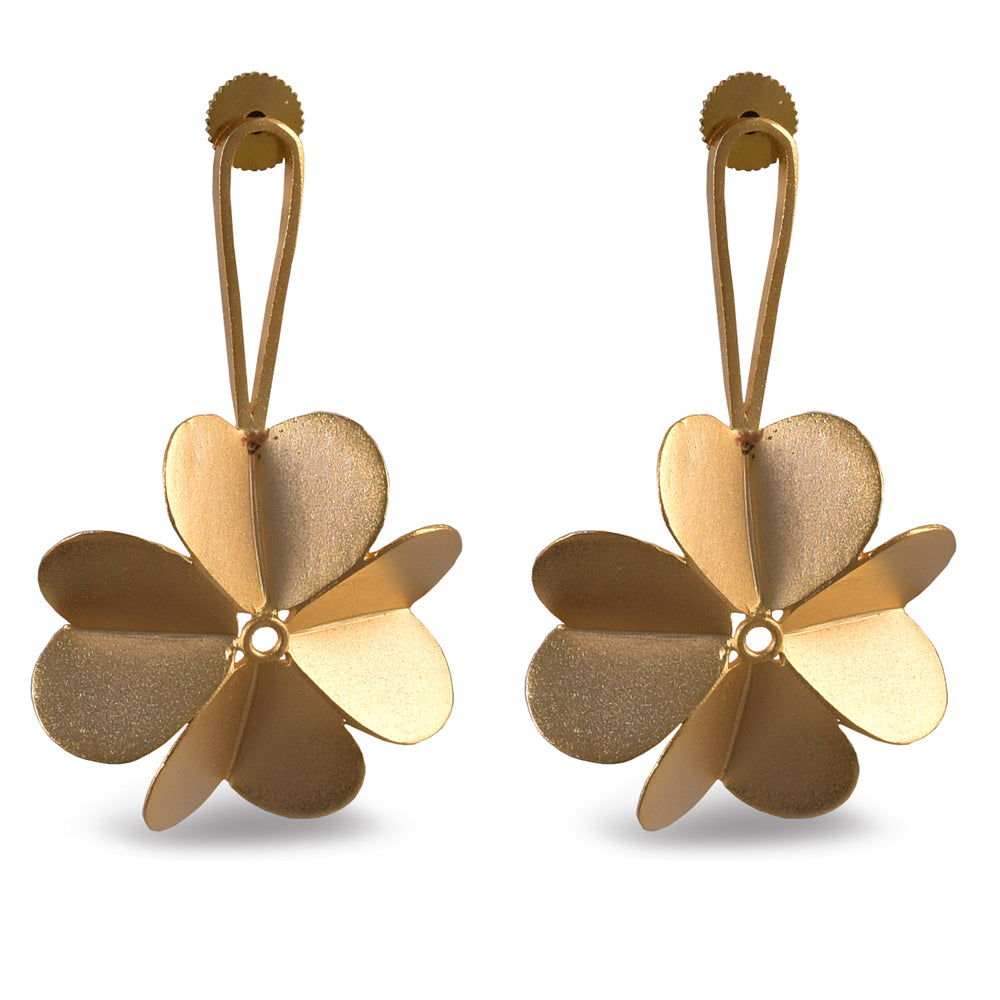 Gold Plated Floral Blossom Drop Earrings