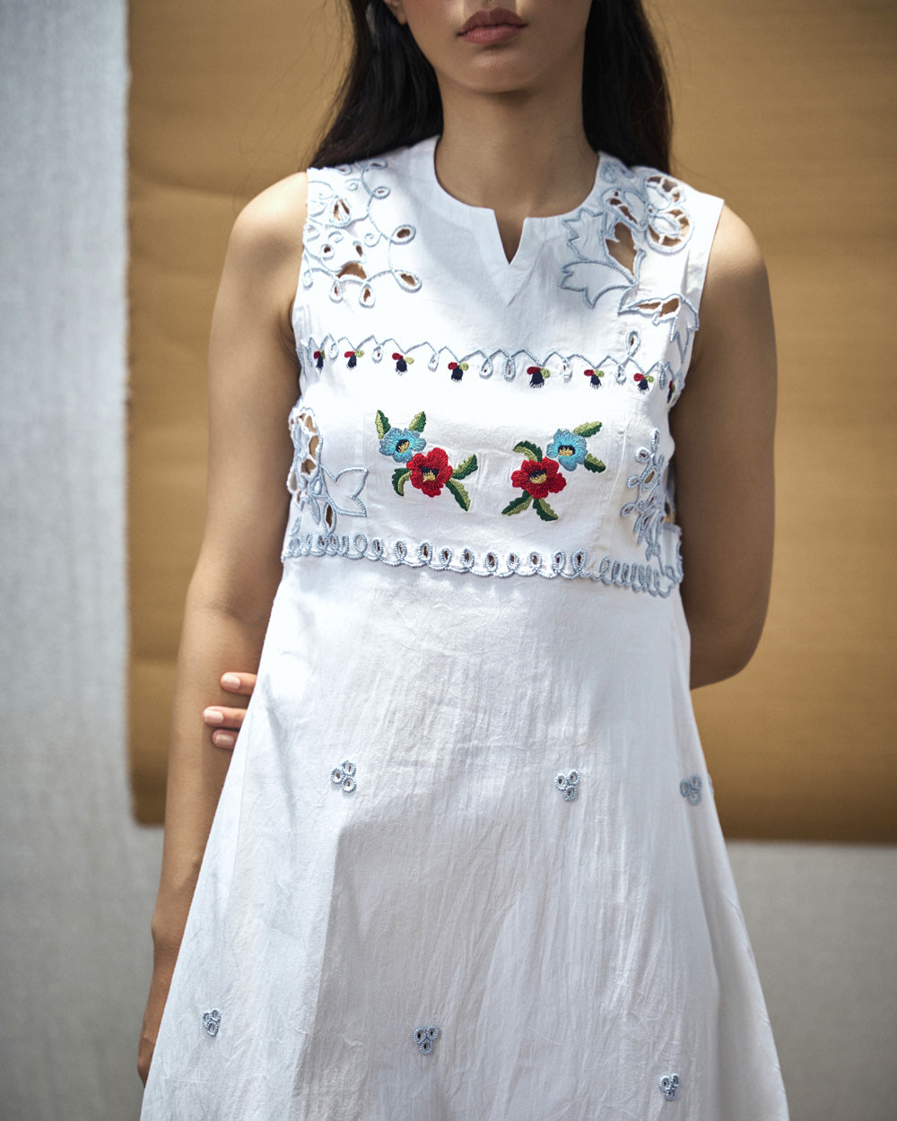 Cutwork And Floral Embroidery dress