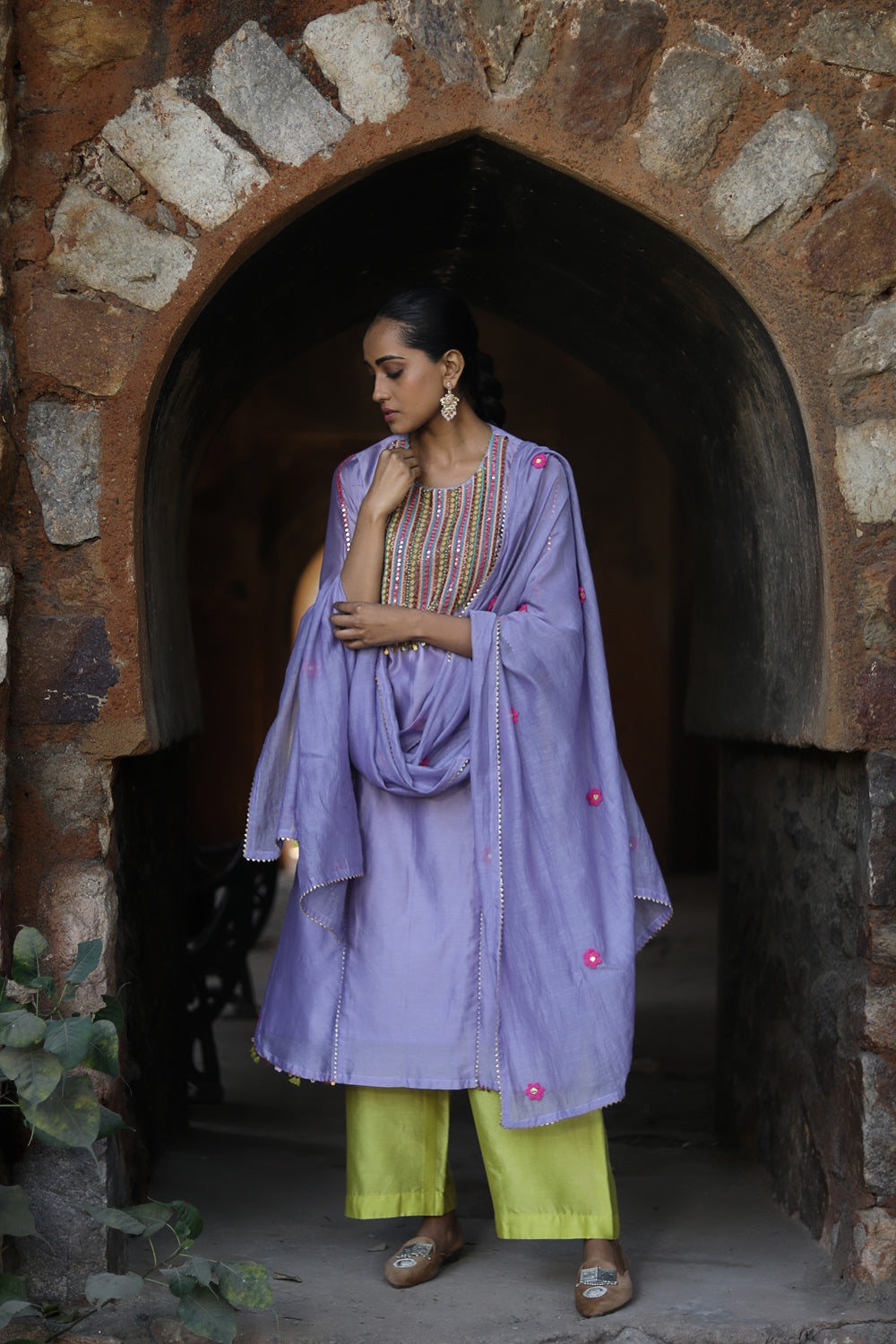 Chanderi Straight Cut Kurta Set