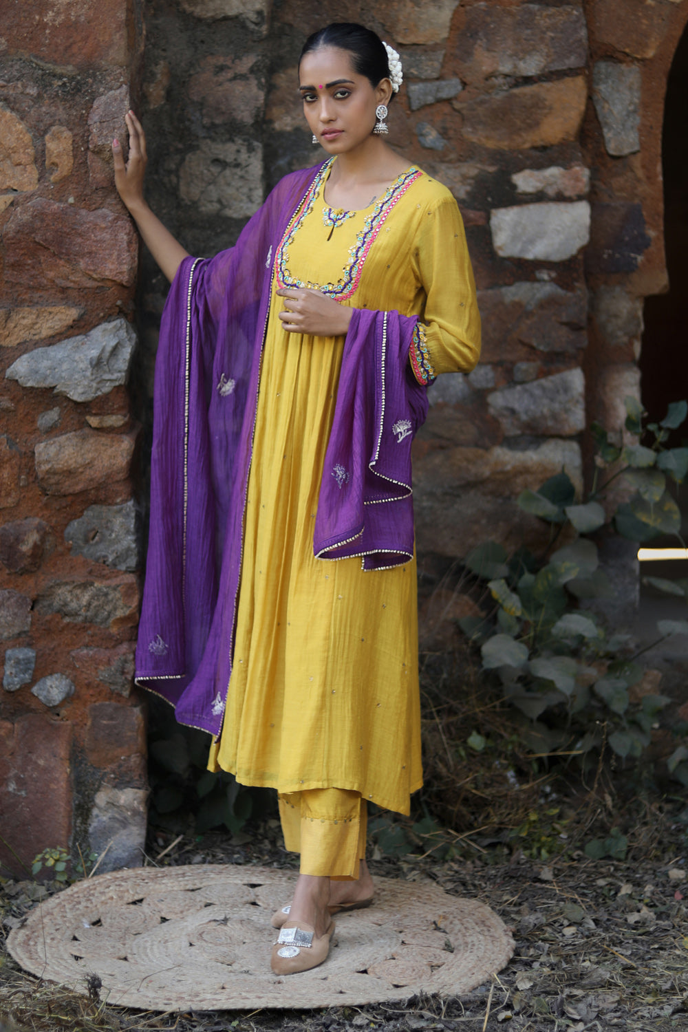 Empire Yoke Chanderi Kurta Set