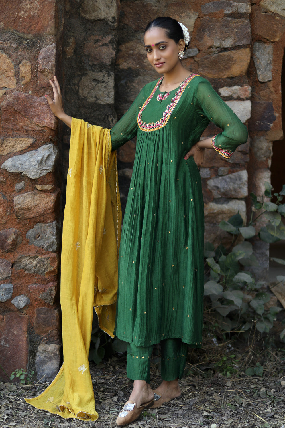 Empire Yoke Chanderi Kurta Set