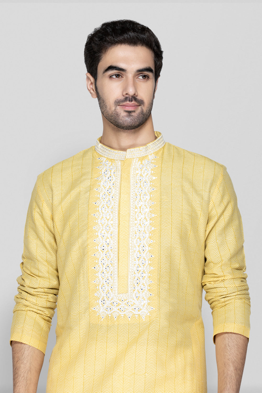 Golden Yellow Hand Block Printed Short Kurta Set