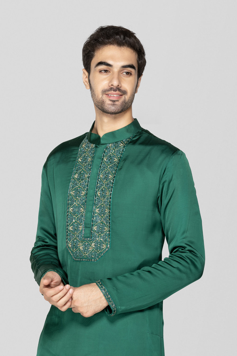 Green Embroidered Kurta Set