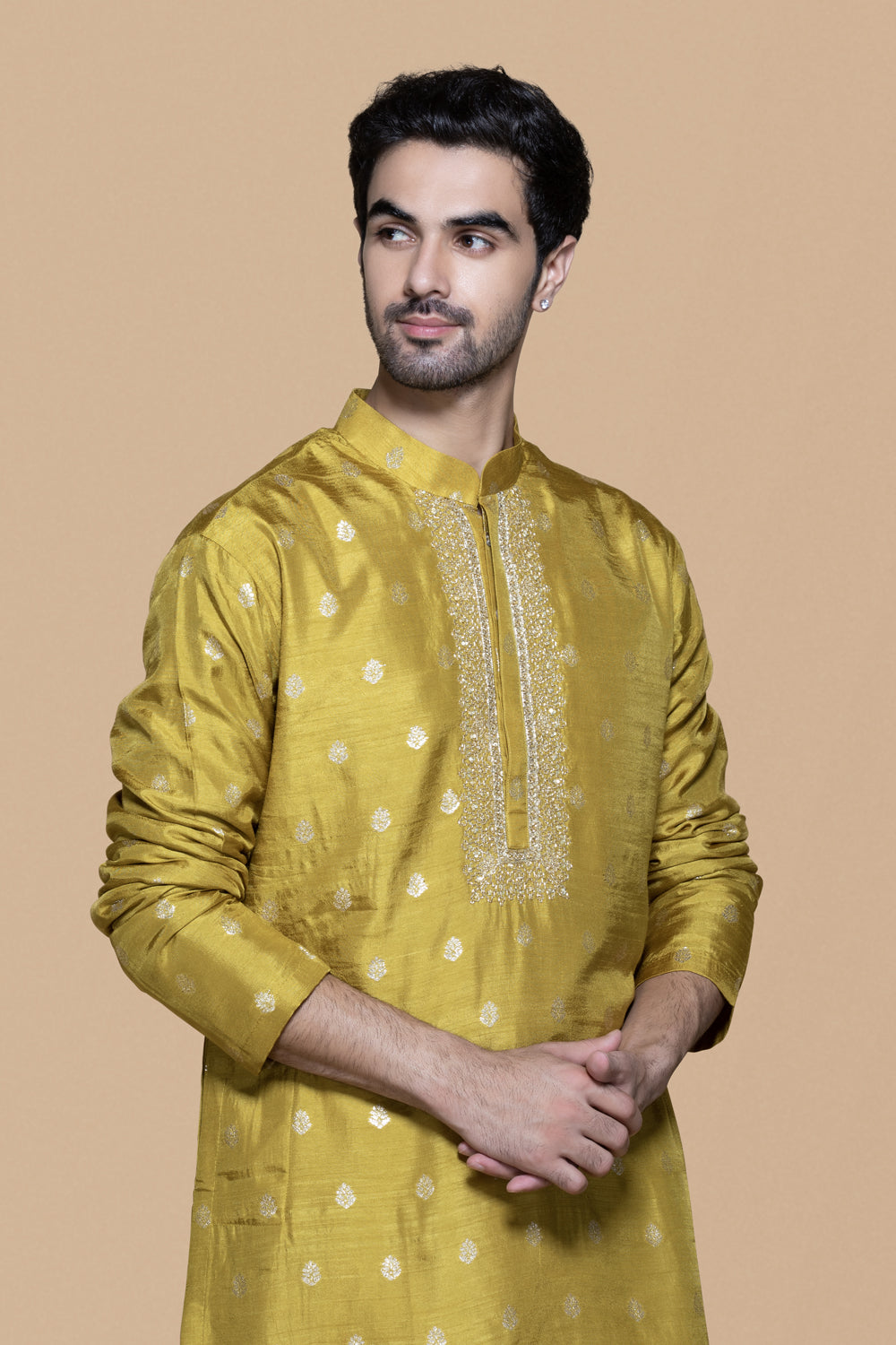 Mustard Zari Kurta Set