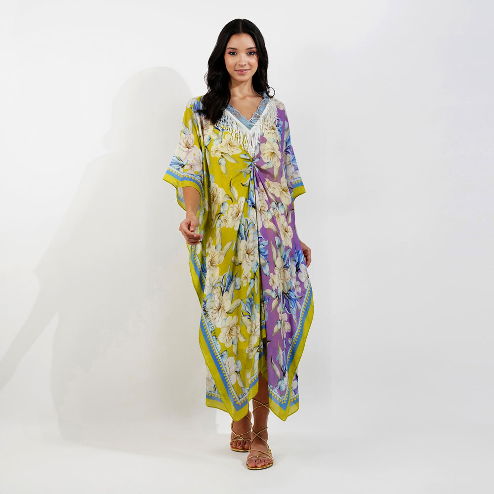 Dual Tone Vintage Floral Kaftan