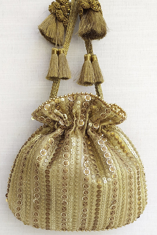 Antique Gold Sequin Potli Bag