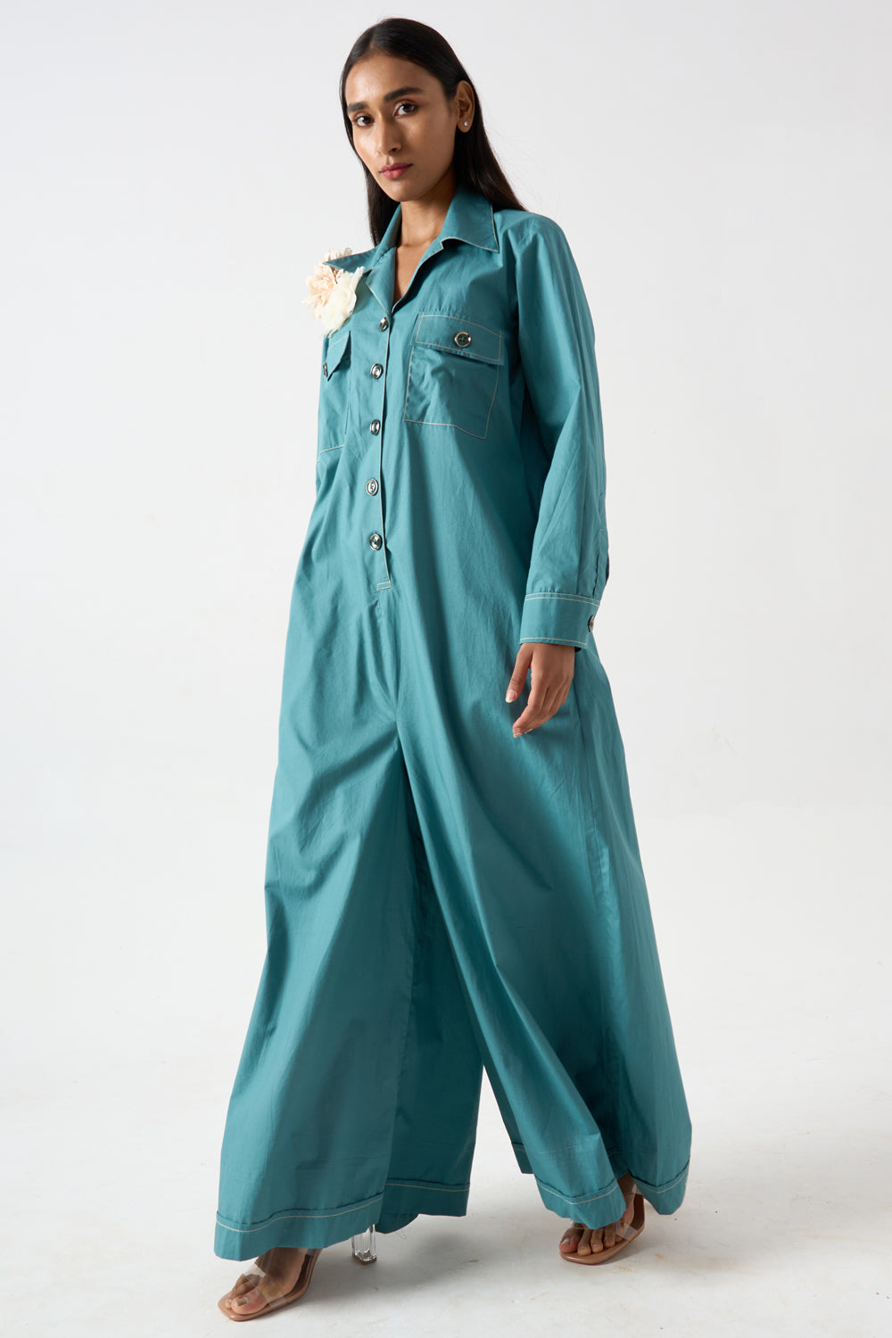 Collared Full Length Jumpsuit