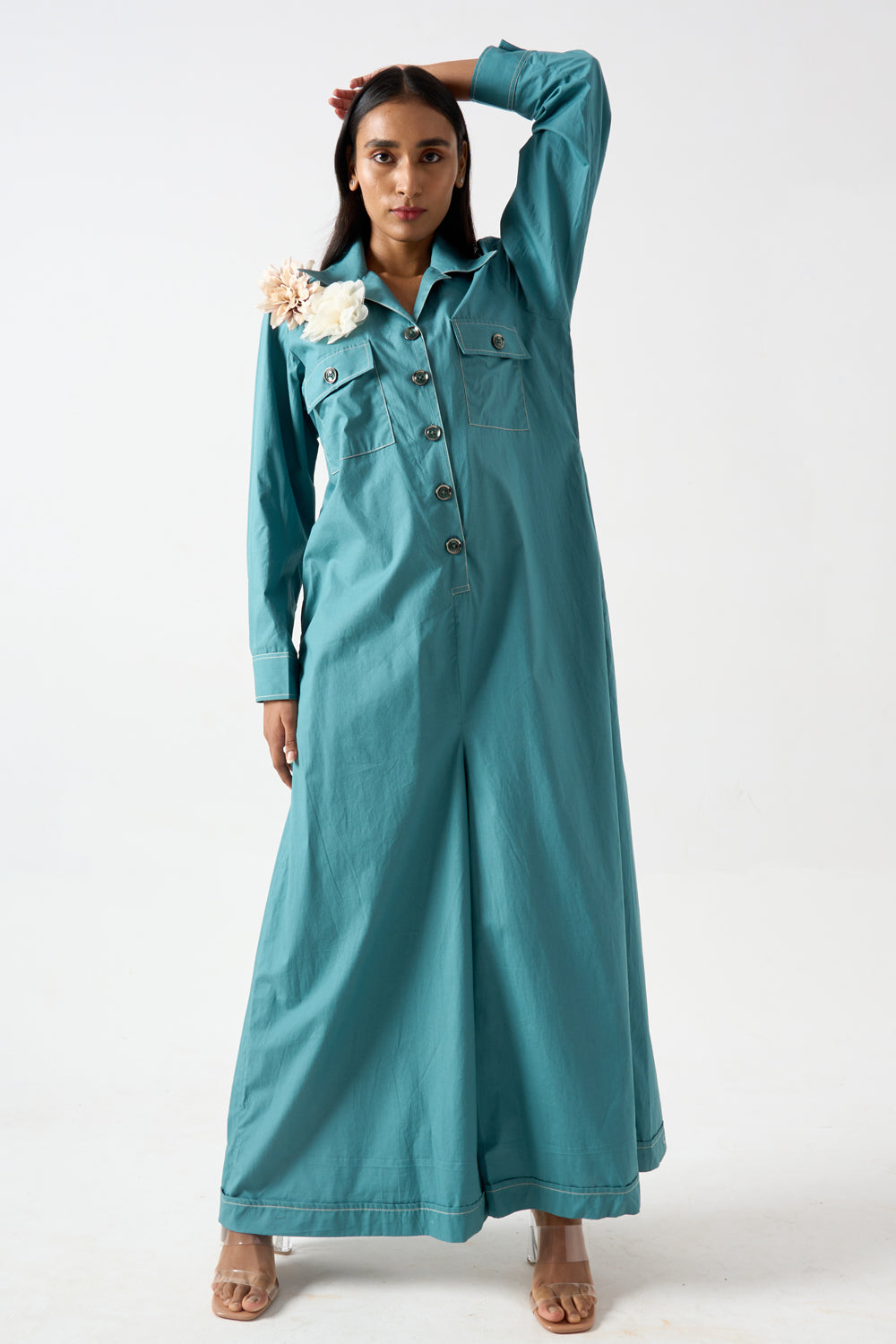 Collared Full Length Jumpsuit