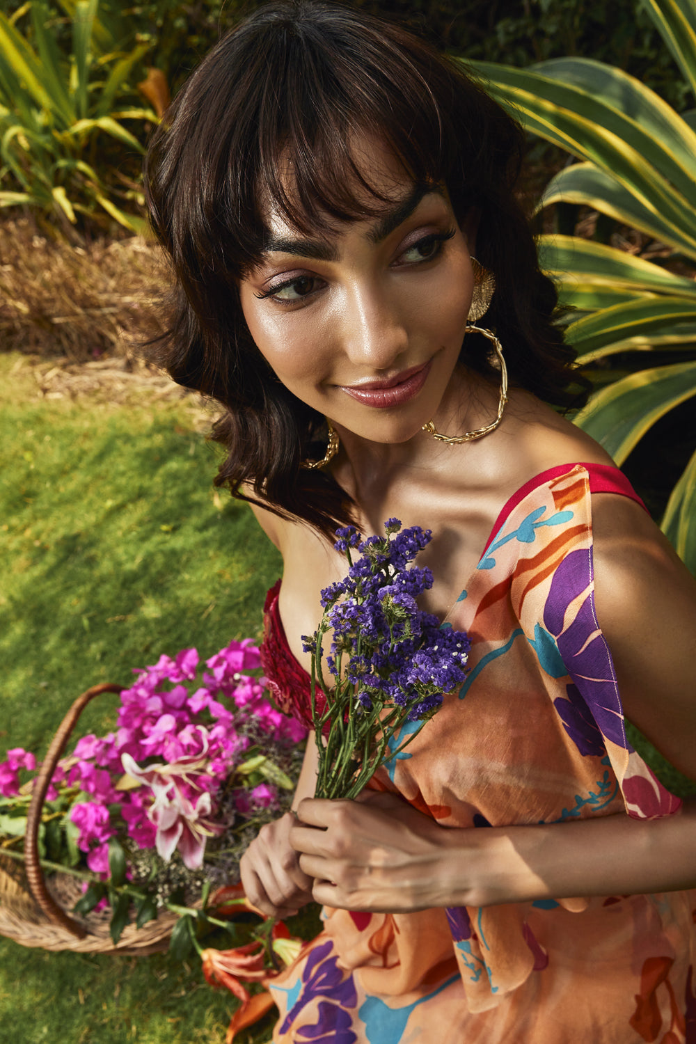 Floral Printed Ruffle Saree