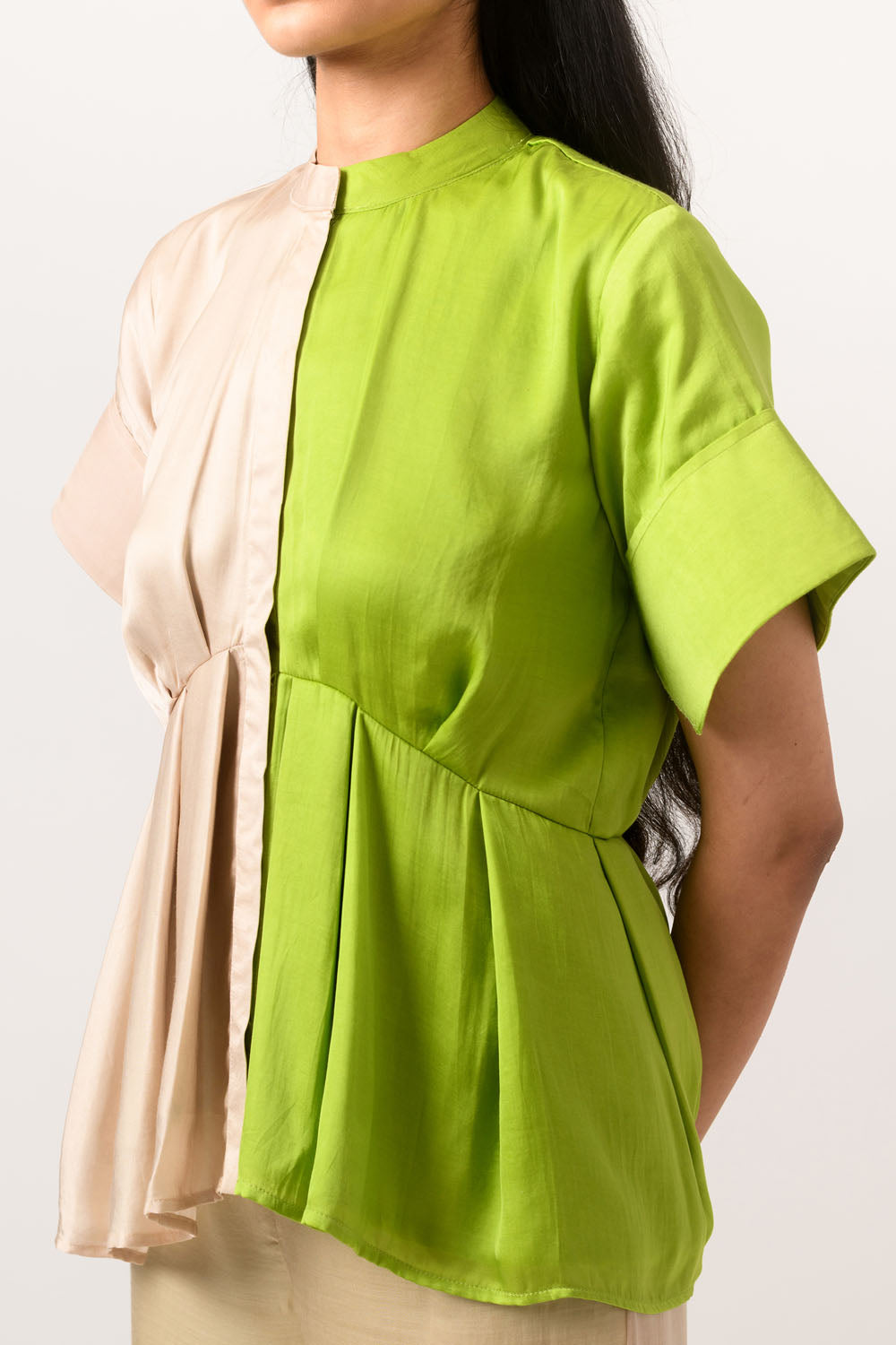 Ecru-Green Peplum