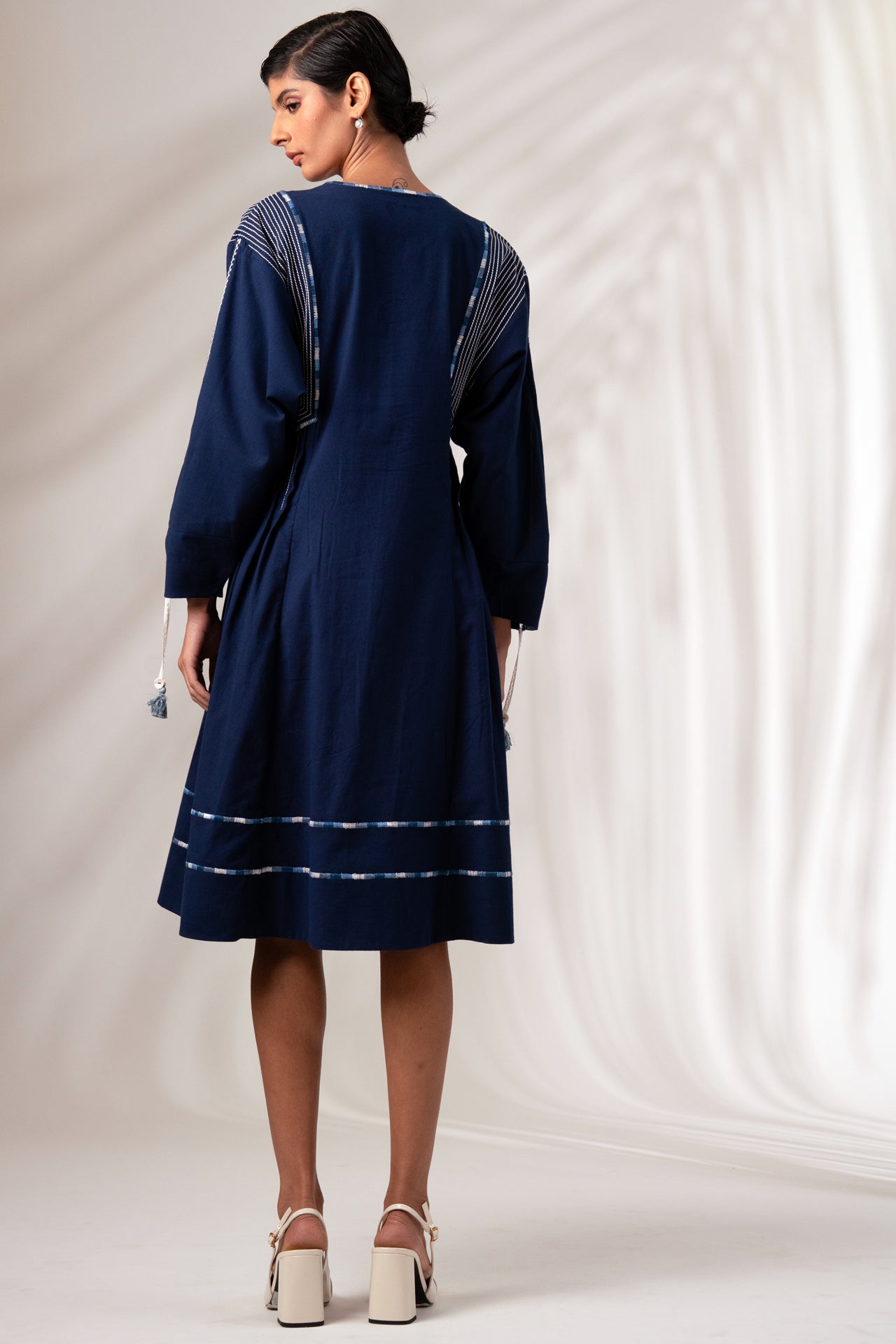 Natural Indigo Pinstripe Dress