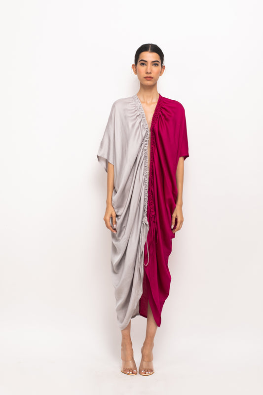 Wine-Grey Rouching Cape