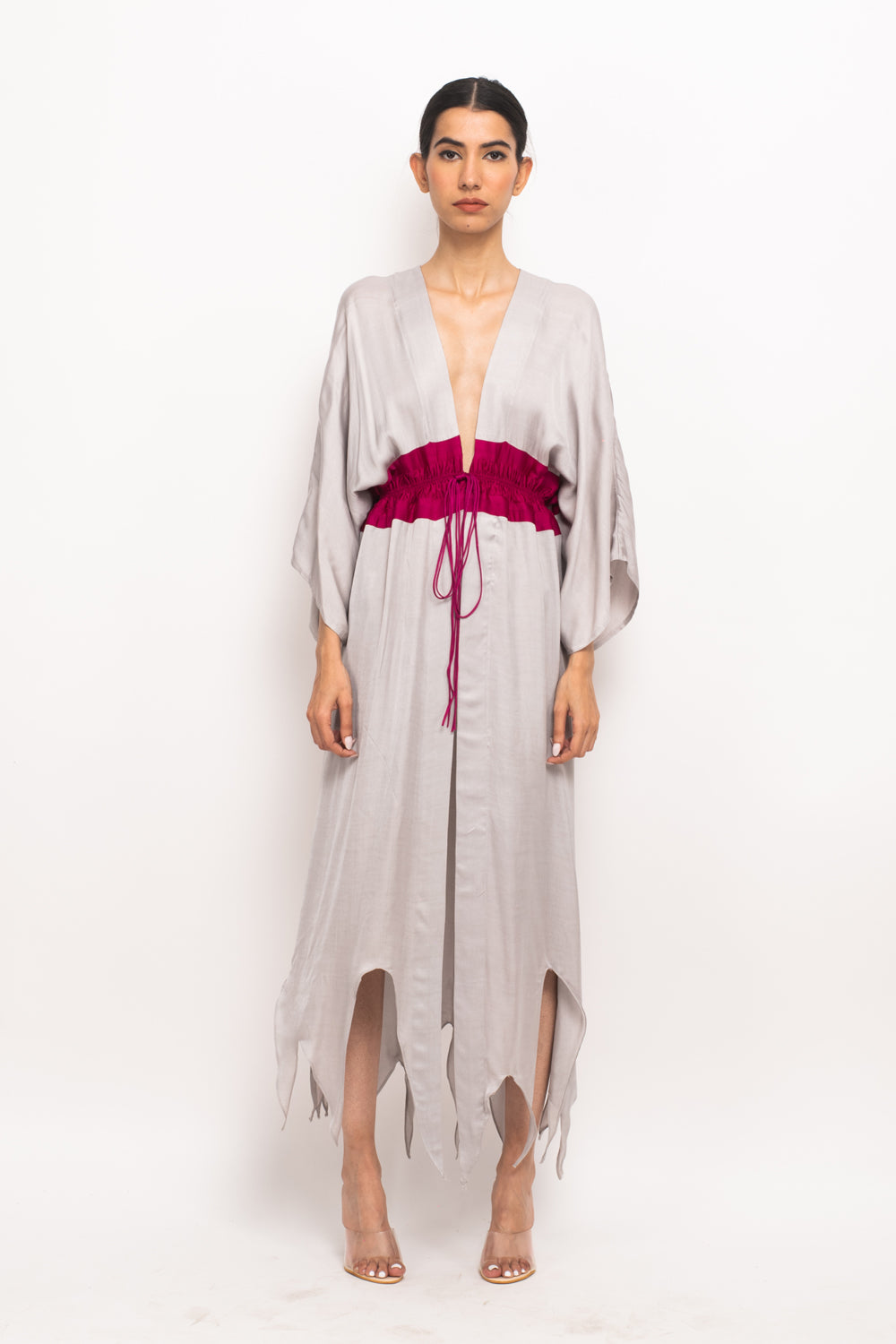 Grey-Wine Asymmetrical Cape