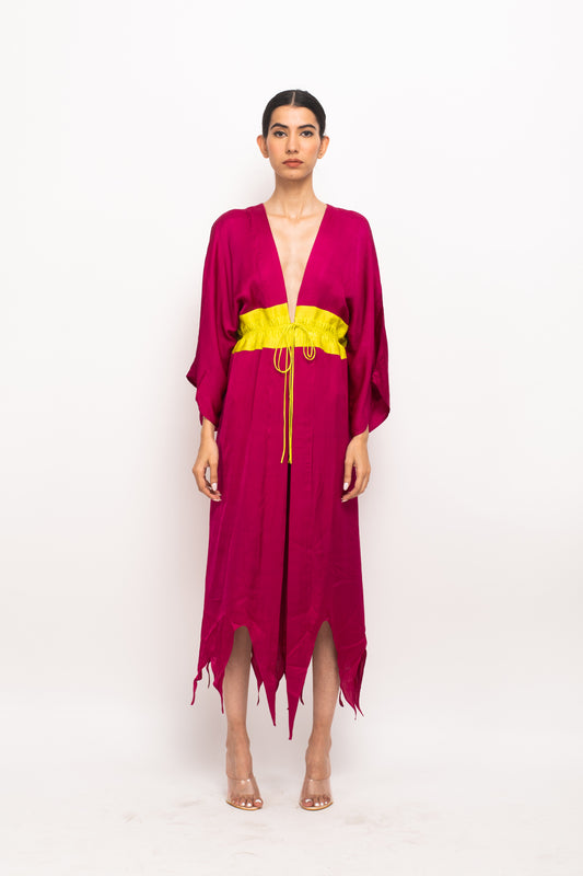 Wine-Neon Asymmetrical Cape