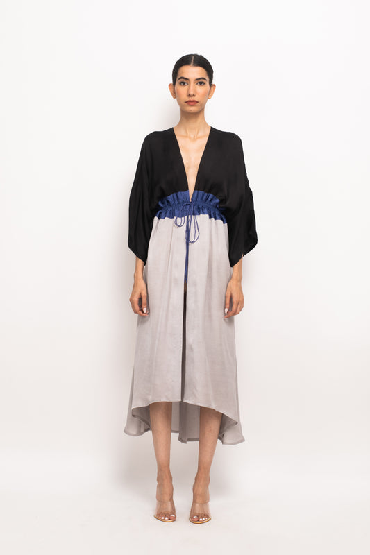 Black-Blue-Grey High Low Cape