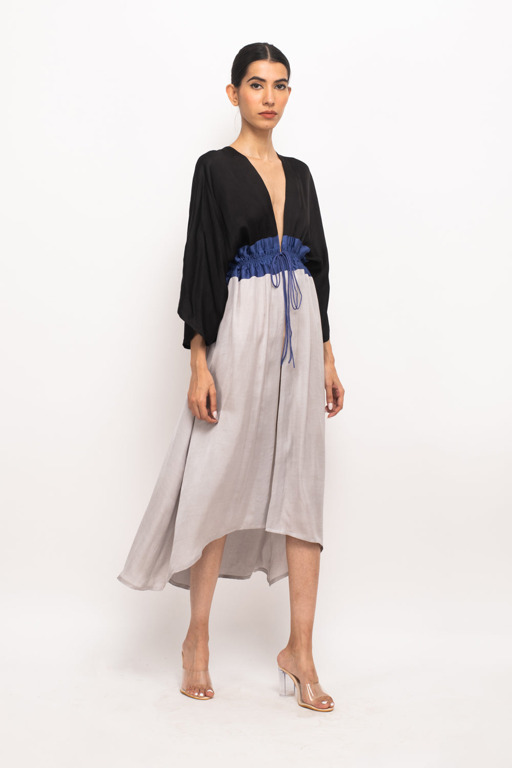 Black-Blue-Grey High Low Cape