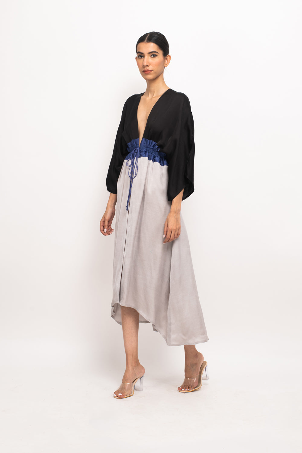 Black-Blue-Grey High Low Cape