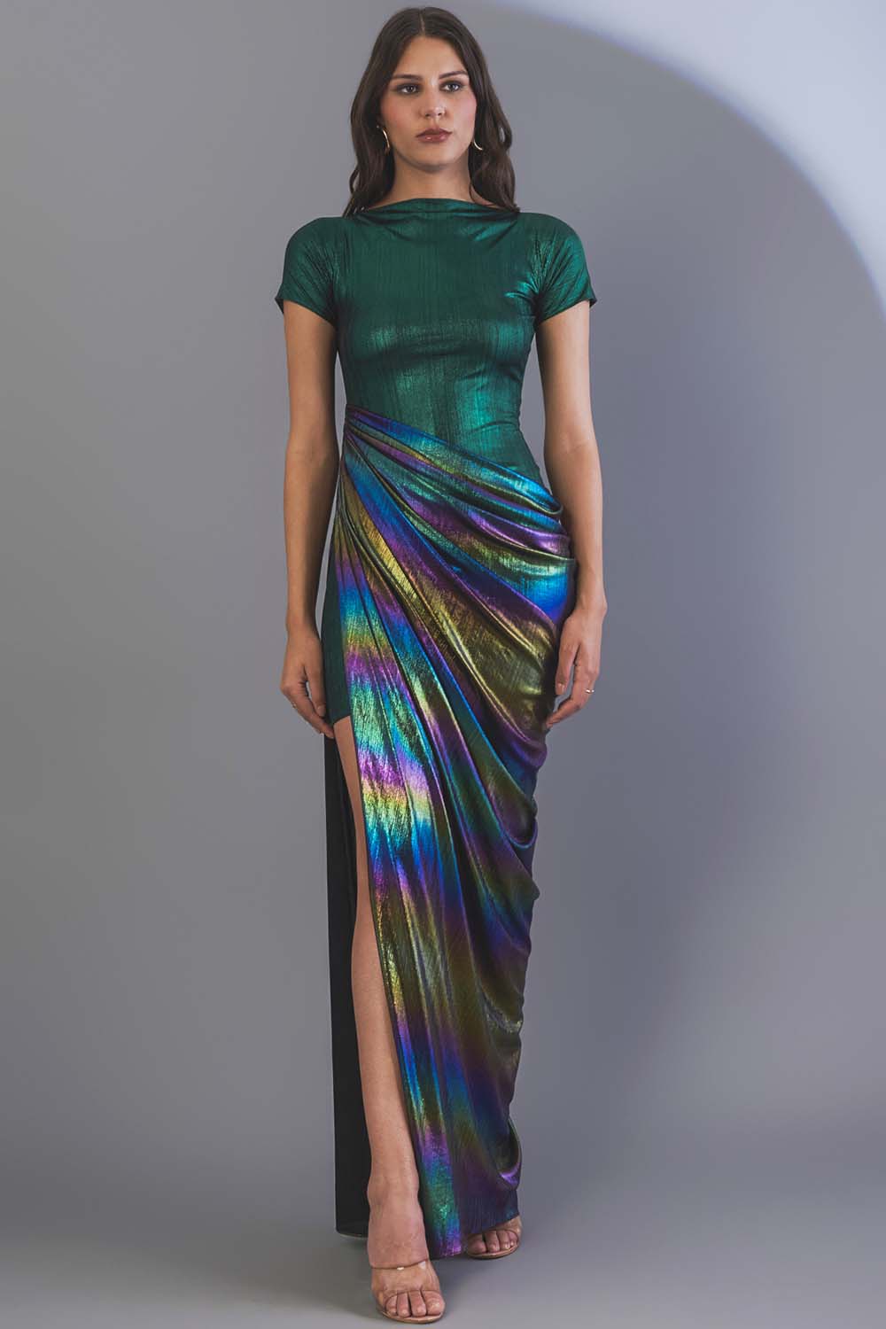 Metallic Draped Gown