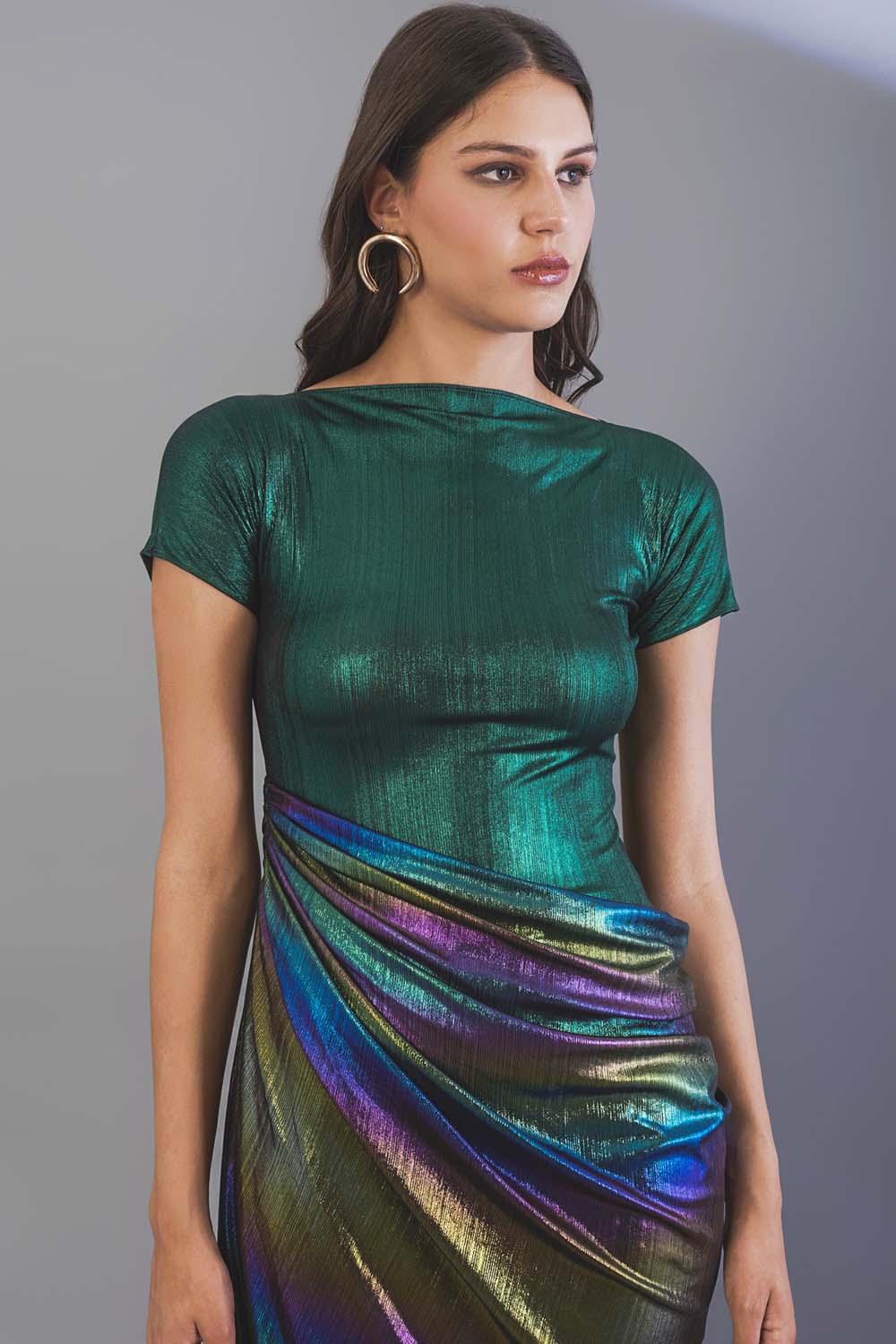 Metallic Draped Gown