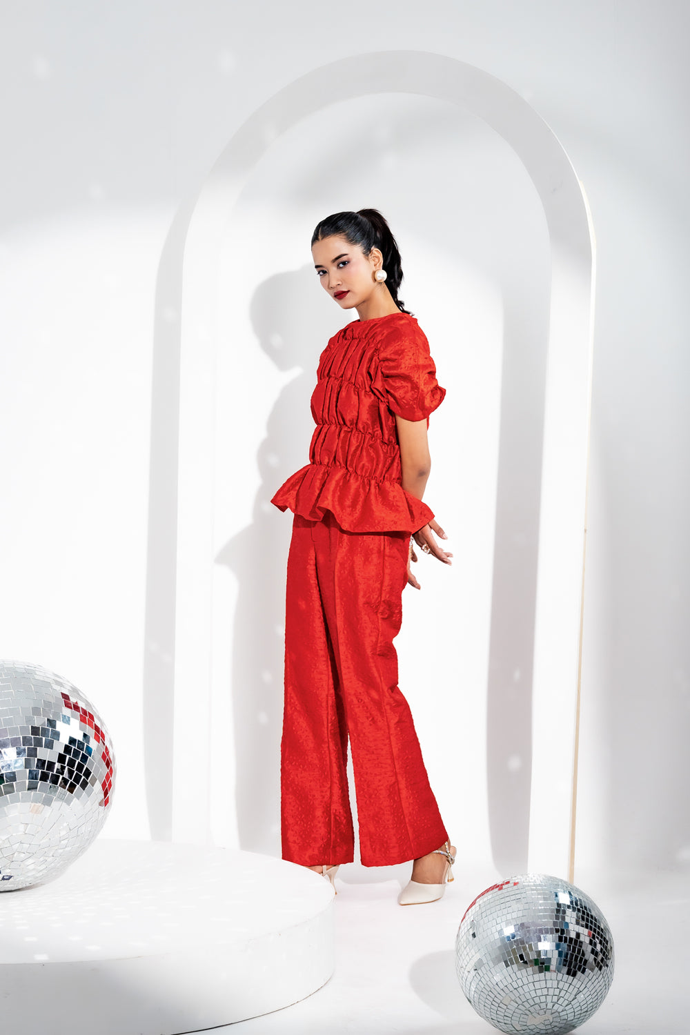 Red Ruched Co-ord Set