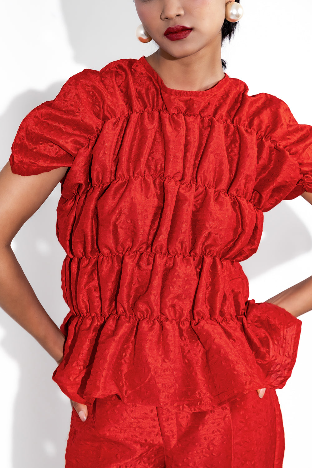 Red Ruched Co-ord Set